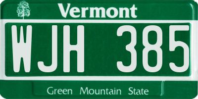 VT license plate WJH385