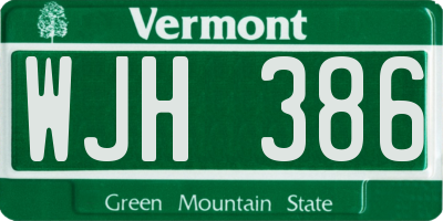 VT license plate WJH386