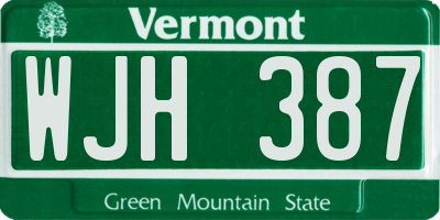VT license plate WJH387