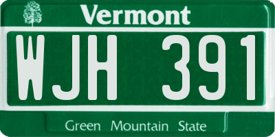 VT license plate WJH391