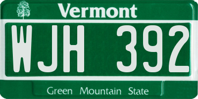VT license plate WJH392