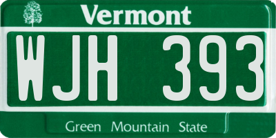 VT license plate WJH393