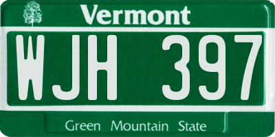 VT license plate WJH397
