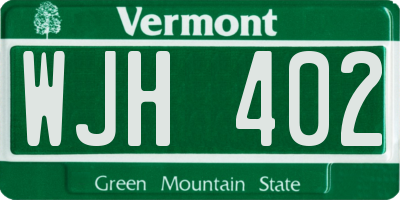 VT license plate WJH402