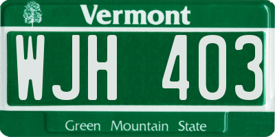 VT license plate WJH403