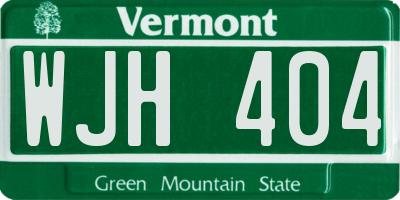 VT license plate WJH404