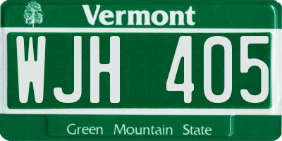 VT license plate WJH405