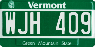 VT license plate WJH409