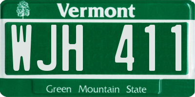 VT license plate WJH411