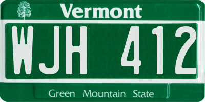 VT license plate WJH412