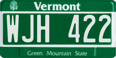 VT license plate WJH422