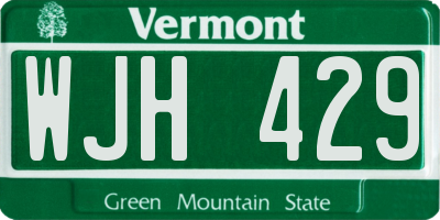 VT license plate WJH429