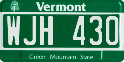 VT license plate WJH430