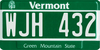 VT license plate WJH432
