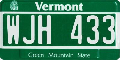 VT license plate WJH433