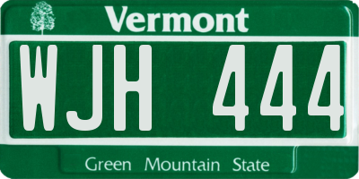 VT license plate WJH444