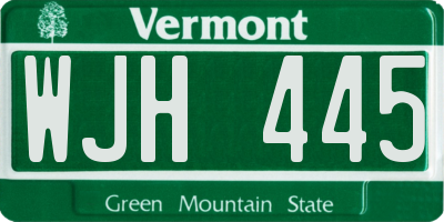 VT license plate WJH445
