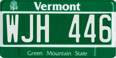 VT license plate WJH446