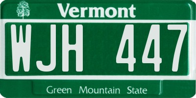 VT license plate WJH447