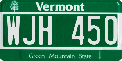 VT license plate WJH450