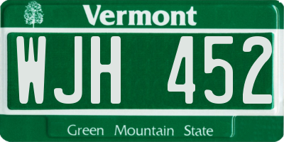 VT license plate WJH452