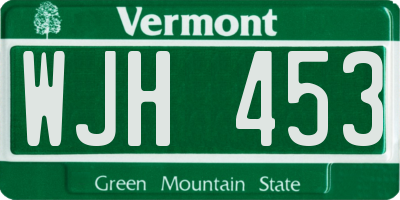 VT license plate WJH453