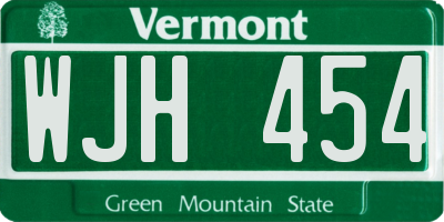 VT license plate WJH454