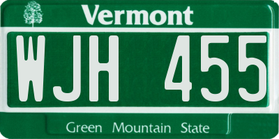 VT license plate WJH455