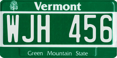 VT license plate WJH456