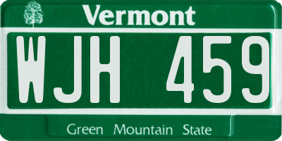 VT license plate WJH459