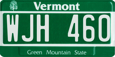 VT license plate WJH460