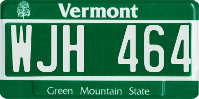 VT license plate WJH464