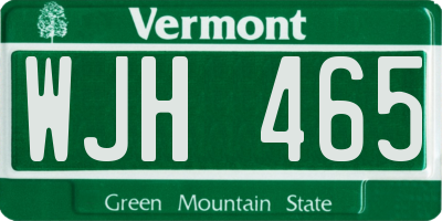 VT license plate WJH465
