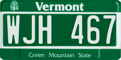 VT license plate WJH467
