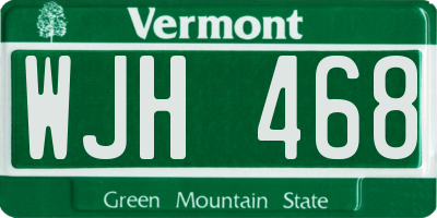 VT license plate WJH468