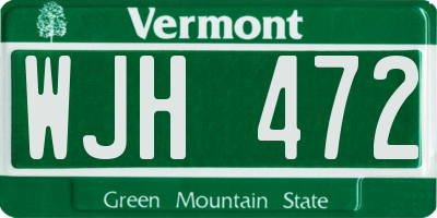 VT license plate WJH472