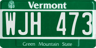 VT license plate WJH473