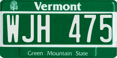 VT license plate WJH475