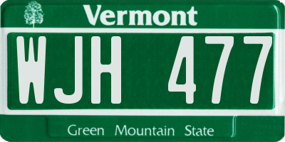VT license plate WJH477