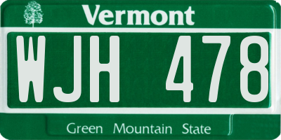 VT license plate WJH478