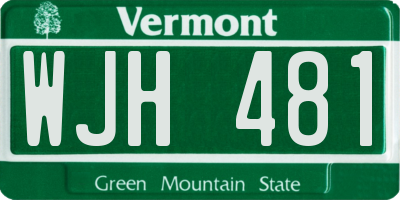 VT license plate WJH481