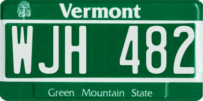 VT license plate WJH482