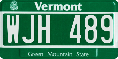 VT license plate WJH489