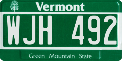 VT license plate WJH492
