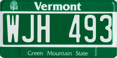 VT license plate WJH493