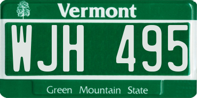 VT license plate WJH495