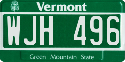 VT license plate WJH496
