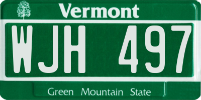 VT license plate WJH497