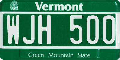 VT license plate WJH500
