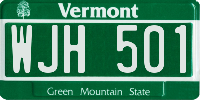 VT license plate WJH501